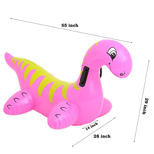 Inflatable Dinosaur Float Pool Toys Ride-On Inflatable Swimming Pool Beach Float Summer Water Fun Floating Raft For Kids And Adults (Pink) #TOP5