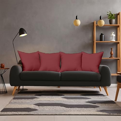 Image of Premium Polyester Fiber Cushion Fillers - Pack of 5 Pcs | 12 x 12 Inches | Burgundy| Cushions, Sofa Pillow, Cushion for Sofa, Decorative Pillow