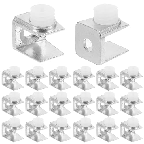 MAGICLULU 20 Pinces de Fixation en Alliage de Zinc pour Supports D’étagères en Verre, Clips Carrés Petits, Lot de 20 Pièces, Adaptés pour Salle de Bain...