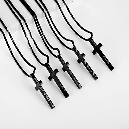 ZRAY Cross Necklace for Men Inspirational Bible Verse Cross Pendant Stainless Steel Cross Chain 22+2inch Christian Jewelry Meaningful Religious Gift for Boys3