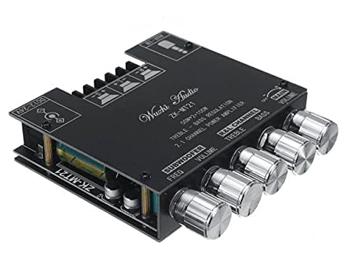 Image of SP Electron Bluetooth Power Amplifier Board with Subwoofer 2.1 Channel 50Wx2+100W, 12V-24V Audio Power Amplifier Module with Treble and Bass Control for DIY Bluetooth Audio and Store Home Theater