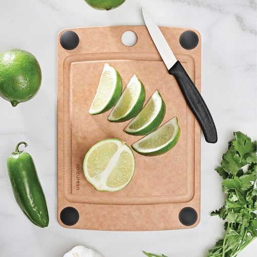 Image of Epicurean All-In-One Cutting Board with Non-Slip Feet and Juice Groove, 10 inch x 7 inch, Natural /Black