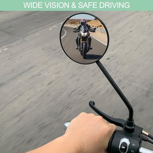 Nicrulp 2 Stück Lenkerendenspiegel 360° Drehbar, Motorrad Spiegel, Runde MotorradSpiegel, Motorrad Rückspiegel, Links/Rechts Anwendbar, für ATV, Roller, Cruiser, Scooter, Moped, Quad Roller