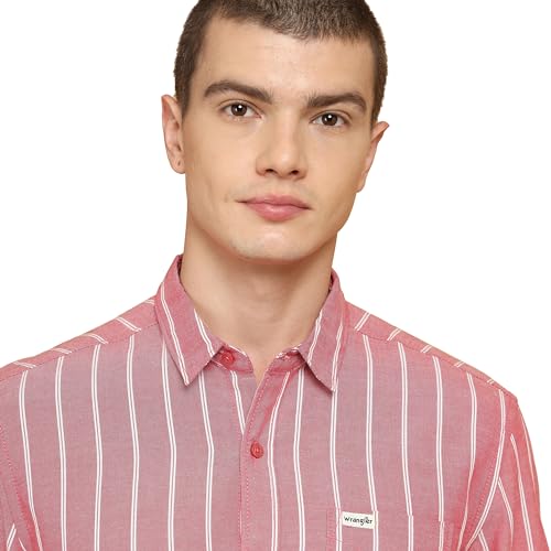 Image of Wrangler Male Red Regular Fit Shirt