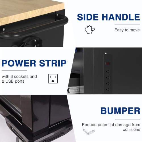 Image of WORKPRO 62 inch x 20 inch Rolling Tool Chest, 7-Drawer & 2-Door, Blue & Black