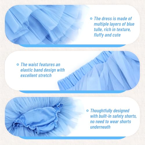 Lawie 4 PCS Set Tulle Short Dress Tutu Skirt with Flower Headbands Accessories Princess Flower Girls Outfit Shower Gifts3