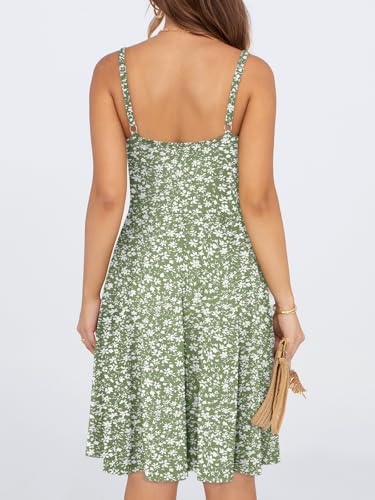 Image of YATHON Summer Mini Corset Sun Dress for Women Short Casual Square Neck Lace Up Floral Beach Vacation Dresses with Pockets