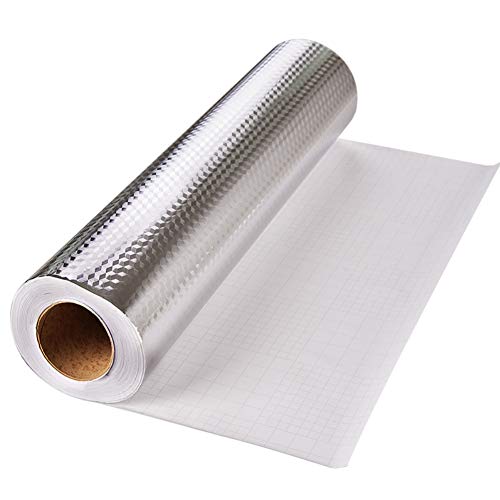 Yija Kitchen Backsplash Self-Adhesive Aluminum Foil Texture Oil and Dust Resistant Removable High