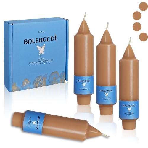 Image of 5 Inch Light Brown Unscented Short Taper Candles 4 Pcs