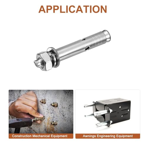 Image of NACX M8 x 70mm Expansion Bolts, 304 Stainless Steel External Hex Expansion Screw Bolt Sleeve Anchor Fastener, 6Pcs