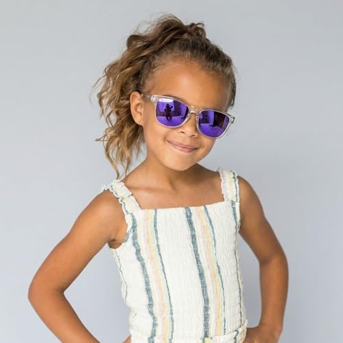 Image of COASION Classic Retro Kids Polarized Sunglasses for Boys & Girls Age 2-9 | UV400 Shatterproof Lightweight Sun Glasses with Brand Logo, Toddler Beach Outdoor Travel Sunnies, Children Summer Must-Haves