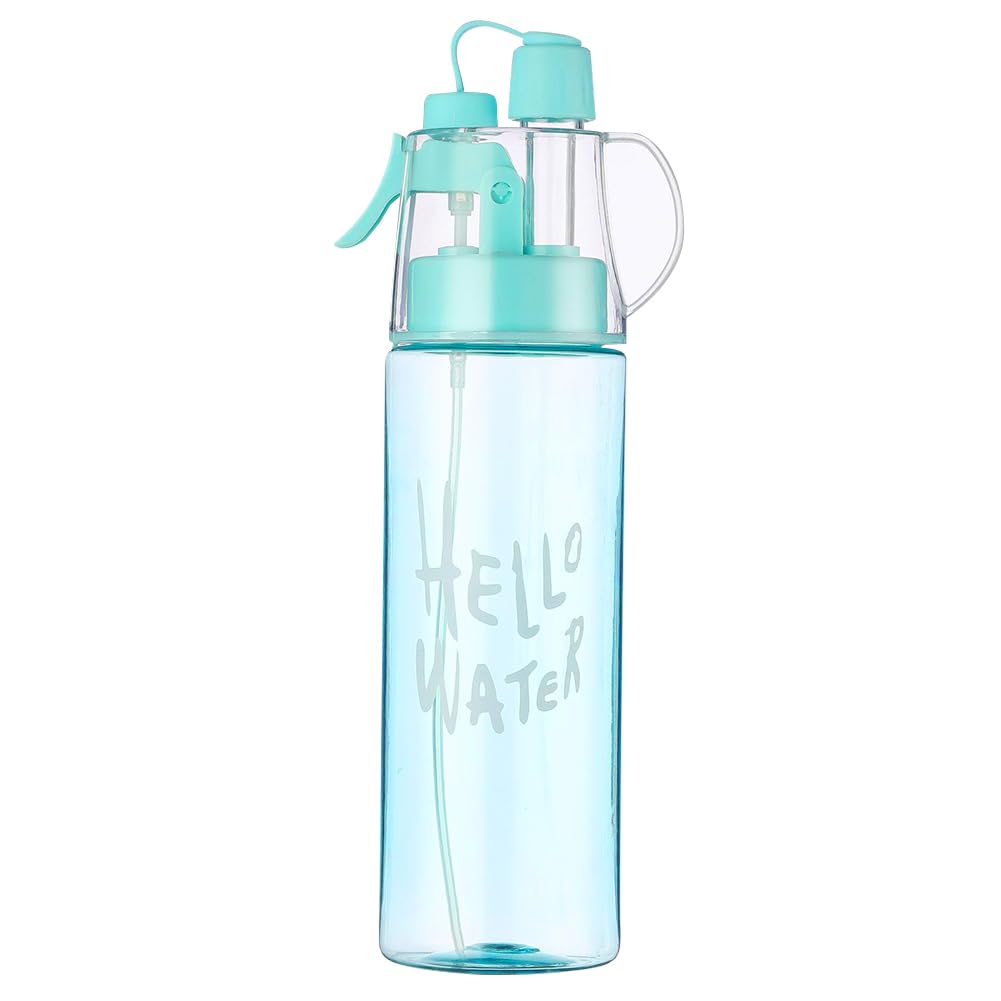 SULIVES 580ml Sport Water Spary Bottle, Air up Water Bottle-water bottle aesthetic, Mist Spray and Flip Straw, Ideal for Cycling, Fitness, Hiking, Running, and Mountaineering Hydration(Blue or Pink)