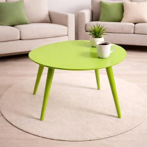 Image of Shoppee Foldable Oval Shaped Bed Side Table for Coffee Tea & Living Room Beauty Full Table (Full Light Green, Medium)