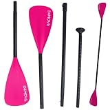 24MOVE® Paddel Doppelpaddel 2 in 1 Teleskoppaddel Stechpaddel für SUP Stand Up Board, Kajak, Leicht aus Aluminium 230cm, verstellbar, pink