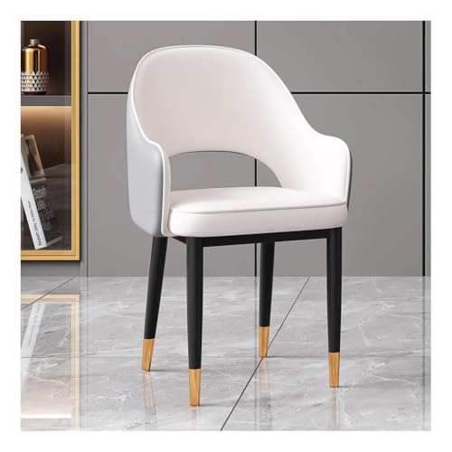 Elegante y moderno juego de 2 sillas de comedor de cuero, respaldo tapizado, amplio y acolchado, diseño sin reposabrazos, perfecto para cocina, sala de estar, recepción y áreas de maquillaje