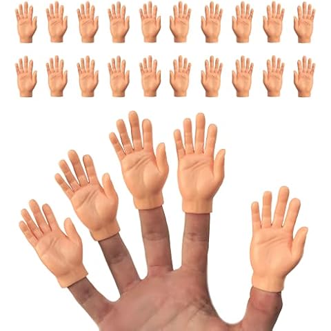 Finger Hands – 20 Pack - Premium Rubber Little Tiny Finger Hands – Fun and Realistic Design – Ideal for Puppet Show, Gag Present, Fun for All Kids!… Cover