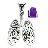 Lung Jewelry - Breathe Pendant with Breathe Charm on Lung Necklace A Just Breathe Necklace of Human Anatomy Gifts great for Lung Cancer Survivor Gifts and Lung Cancer Awareness goes with Cancer Ribbon