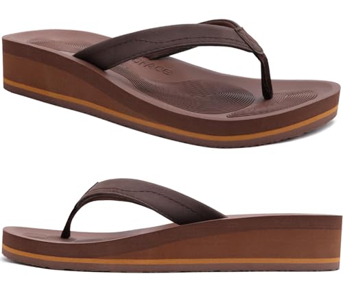 Image of COFACE Flip Flops for Women With Comfortable Arch Support Ladies Fashion Platform Thong Sandals Soft Yoga Mat Sole For Beach /Indoor Outdoor