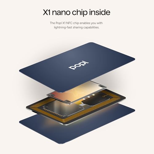 Image of Authentic Patented Popl Card (Avoid Fake Knockoffs) - Smart NFC Networking Card - Simply Tap to Exchange Contact Info, Capture Leads, & Manage Contacts (Navy Blue)