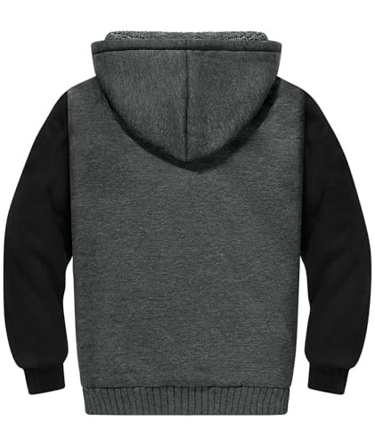 Image of ZITY Boys Zip Up Hoodie Fleece Jacket Kids Sherpa Lined Sweatshirts Outerwear Unisex Warm Winter Coat 6-15 Years Old