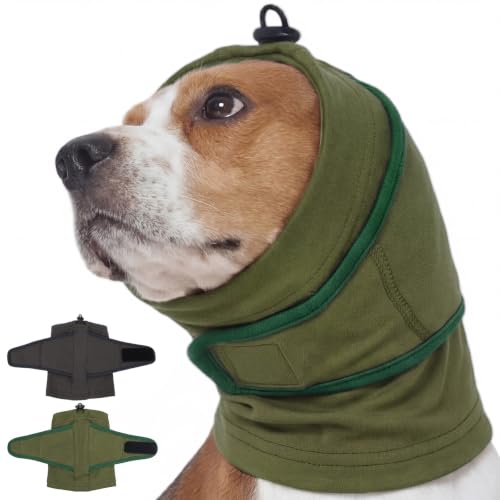Image of Nanaki Dog Ear Muffs for Fireworks & Thunderstorm, Dog Ear Covers for Bath | Soft, Grooming, Head Wrap For Ear Hematoma for Vet Visit, Adjustable Quiet Ears for Dogs Noise Protection for Vacuum, Green L