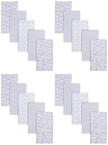 Image of Gerber Boys and Girls Newborn Infant Baby Toddler Nursery 100% Cotton Flannel Receiving Swaddle Blanket, Sheep Grey (Pack of 20)