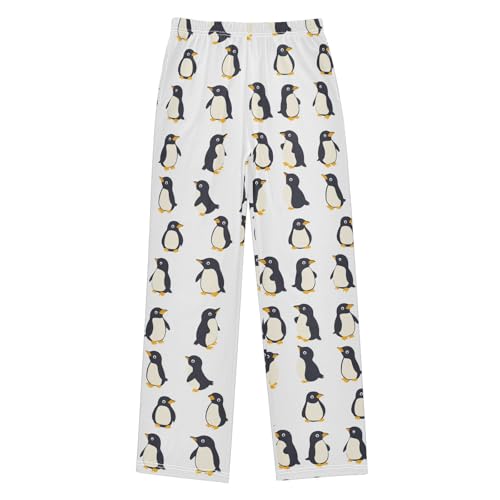 Boys' Pants Doodle Yellow Penguins White Long Bottoms Jogger Pants Elastic Waist Trousers with Pockets S-XL