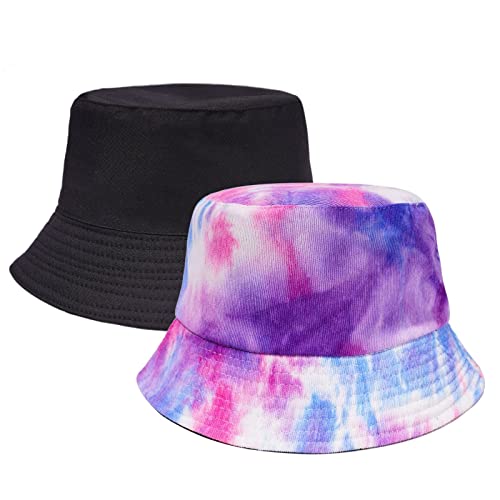Accsa Bucket Hat For Women Purple Tie Dye Reversible Summer Travel Beach Sun Hat Packable Outdoor Fishing Hat Upf 50+ cover
