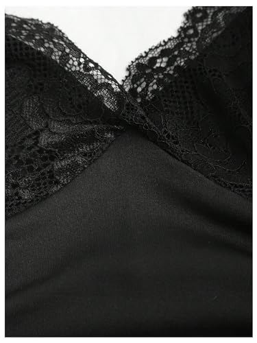 Image of Milumia Women's Lace Trim V Neck Ruched Cami Fishtail Bodycon Dress Black Small