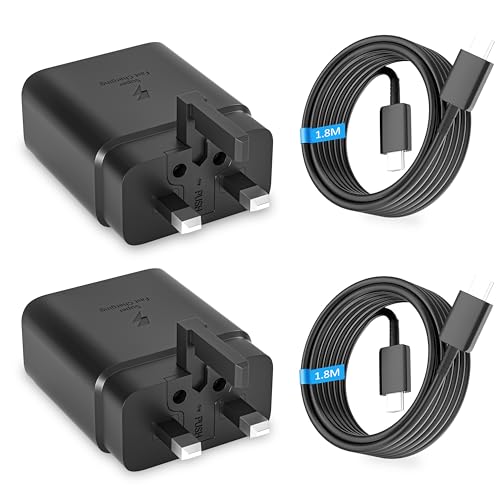 NATNO 45W USB C Super Fast Charger شاحن سامسونج for Samsung Galaxy S24/S24 Ultra/S24+/S23 Ultra/S23/S23+/S22 Ultra/S22+/S22/Note10+, 2 Pack PPS Type C Wall Adapter with 6FT Fast Charging Cord