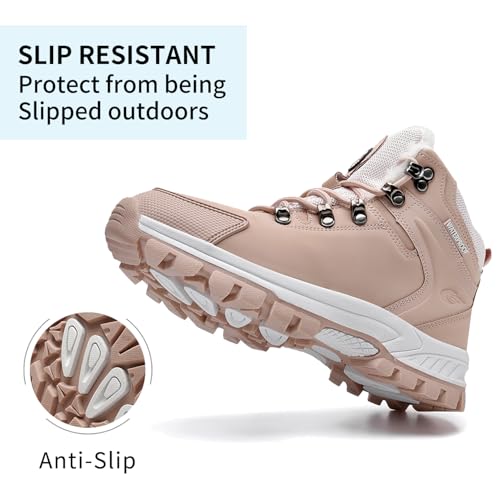 Image of MEHOTO Men Women Warm Snow Boots, Soft Warm Sole Fur Lined Waterproof Anti Klip Winter Ankle Hiking Climping Walking Booties