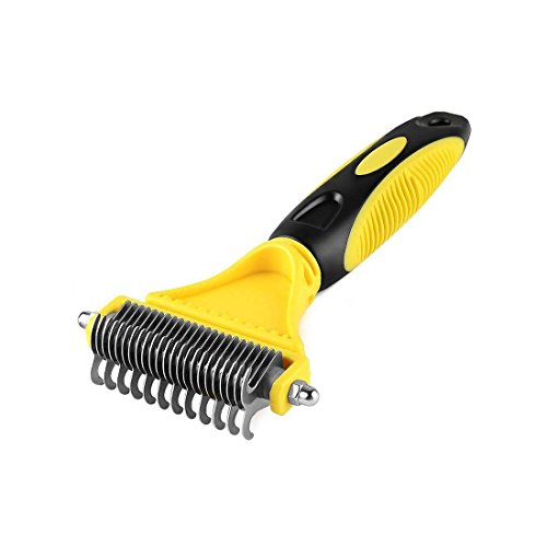 SWS-TECH Pet Dematting Comb, Self Cleaning Brush for Dog Grooming Brush Tool, Removes Loose Undercoat, Mats and Tangled Hair for Dogs and Cats with Long or Short Hair