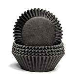 miss bakery's house® pirottini in carta - standard - nero - 75 pezzi - Ø 5 cm x 3 cm - resistenti al forno - per muffin e cupcakes - da cuocere in fornetto