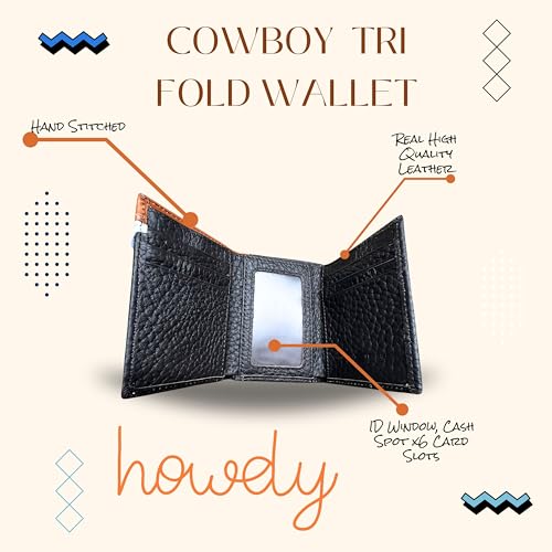 Men’s Leather Tri-Fold Wallet – Embossed Cowboy Praying at Cross – Western Christian Compact Wallet for Cowboys, Ranchers & Faith Gift Ideas3