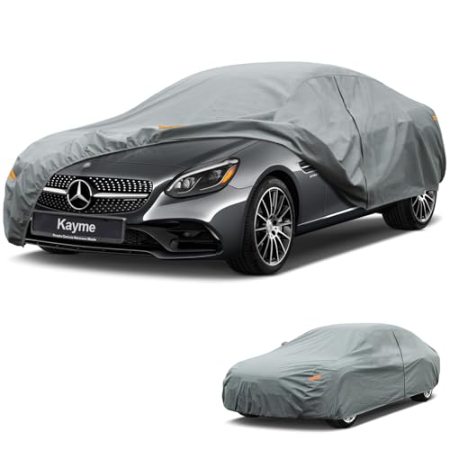 Image of Kayme Heavy Duty Car Cover Custom Fit Mercedes Benz SLK SLK200 SLK300 SLK350 SLK55 SLC300 SLC43 (1996-2021), Waterproof All Weather for Automobiles, Full Exterior Covers Sun Rain UV Protection.