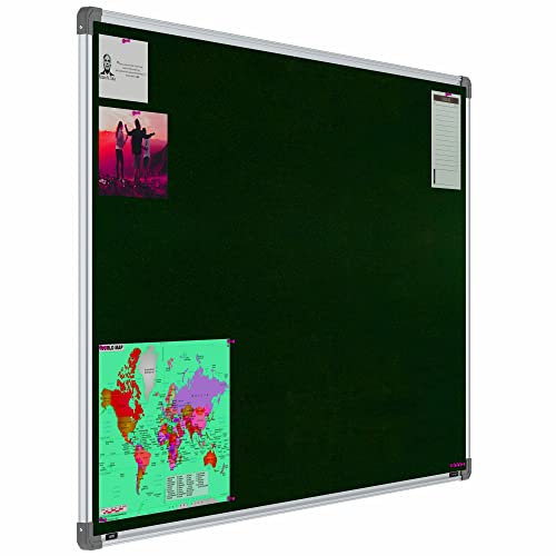 Image of Scholar Art Metis 3x5 Feet Fabric Pin-up Display Board for Home, Office & School | High Strength Velvet Cloth + High Density Soft Board for Pinning Photos, Sticky Notes & Reminders (Dark Green)