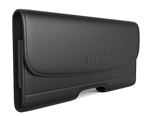 Bomea Galaxy S9 Belt Clip Case, XL Size Premium Leather Case with Clip Holster Carrying Pouch for Samsung Galaxy S9 with Otterbox Lifeproof Battery Cover On, Wallet/ID Card Phone Holder - Black