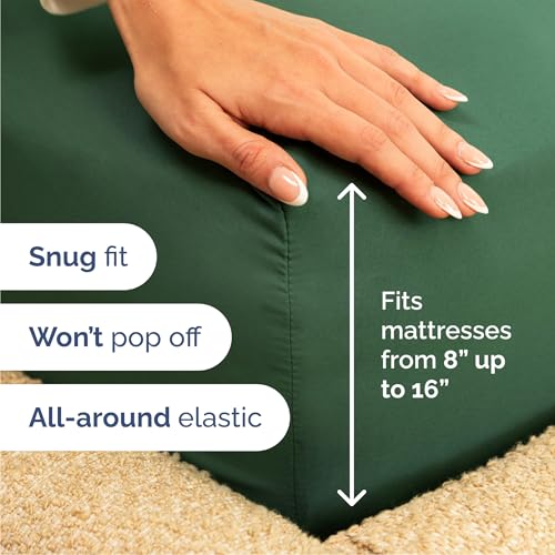 Image of Cal King 6 Piece Bed Sheet Set - Soft, Breathable & Cooling - Emerald Green
