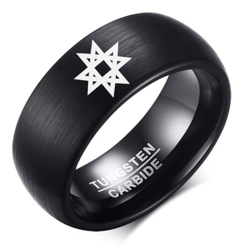 8MM Tungsten Carbide Latvian Auseklis Morning Star Symbol Men Women Jewelry Ring Comfort Fit Band