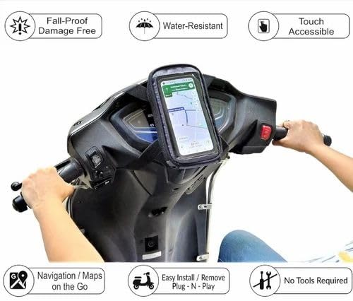 Image of Rhythm :- Polyester Handlebar Universal Mobile Holder Mount Pouch Bag Waterproof for Activa Jupiter EV Ola-S1 Pleasure Ntroq All Scooter Scooty Bike Fit 7 inches Phone (Black)