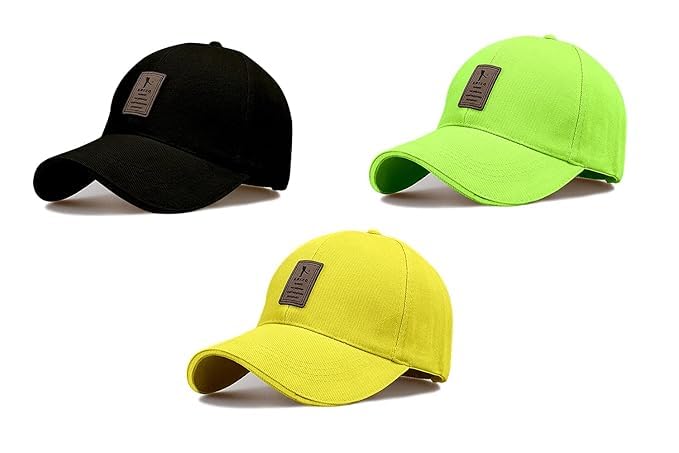 Image of rytoria Combo 3 Pcs Cap for Men and Women Unisex Cotton Caps Adjustable Strap Free Size Summer Sports Cricket Gym Dance