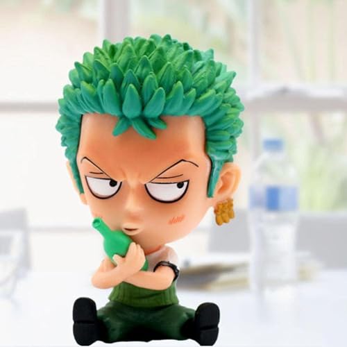 Image of Awestuffs Zoro Polyvinyl Chloride Action Figure Limited Edition (Zoro With Bottle),Green-Black,5 X 4 cm