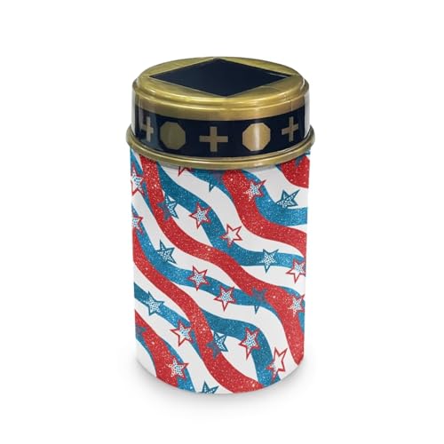 Image of Poceacles 4th of July Decor Stars and Stripes Outdoor Solar Lights Solar Grave Candle Outdoor 250th Independence Day Cemetery LED Candles for Cemetery Lawn Porch Outside Decoration, 6 Piece