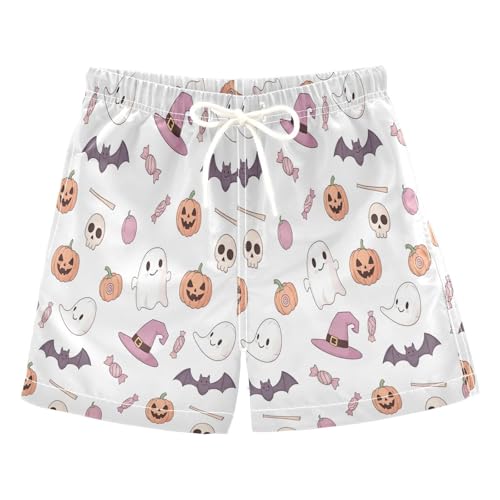Kids Swim Trunks for Boys, Toddler Boy Swim 2t, Cute Pastel Pink Halloween Ghosts