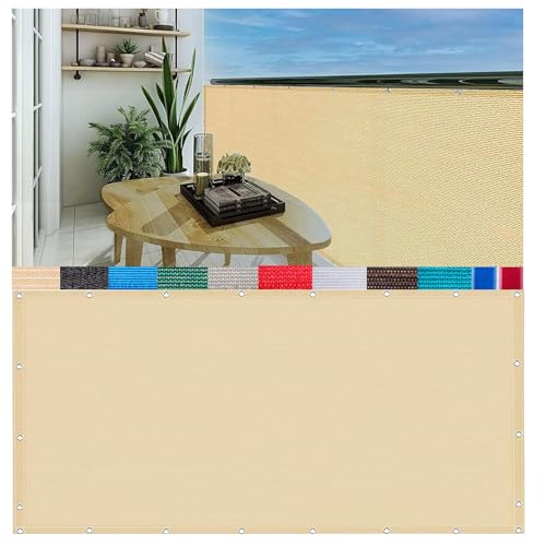 CAQXAQP Toile d'ombrage beige avec œillets -12mx12m Protection solaire 180gsm -90%