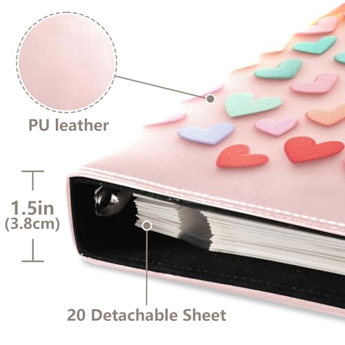 Álbum de fotos adhesivo DIY Scrapbook álbum corazones amor arcoíris día de San Valentín anillas 3 libro de fotos 40 páginas 8x10 para recuerdos miniatura 4