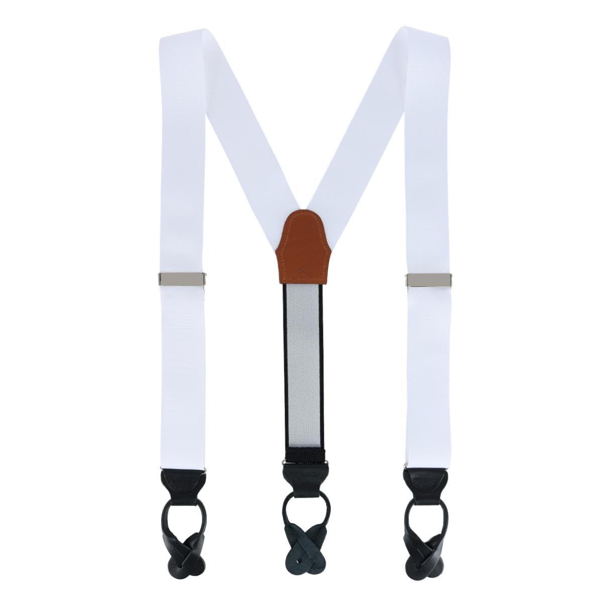 Trafalgar Men's White Phoenix 38Mm Grosgrain Non Stretch Ribbon Button End Braces,