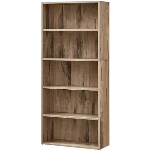 VASAGLE 5-Tier Adjustable Bookshelf in Camel Brown Cover