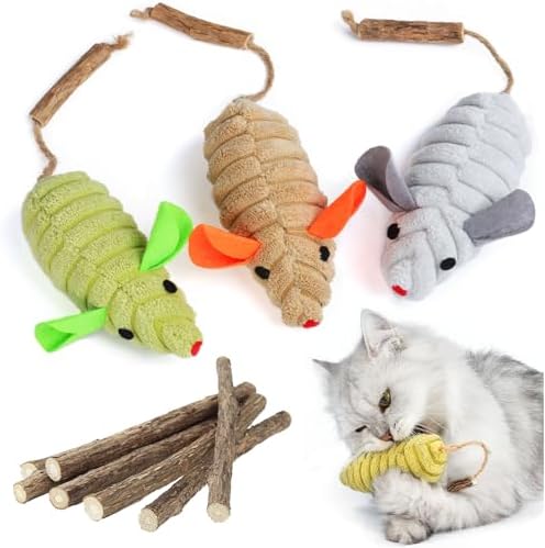 Juguetes para Gatos: Ratones, Hierba Gatera, Palitos Masticables Matatabi y Juegos (10 Pcs)