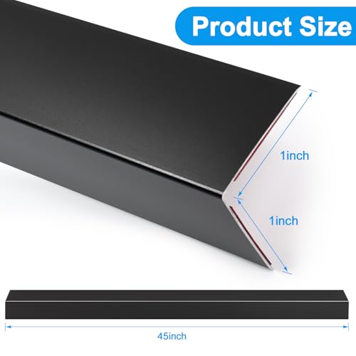 Image of 4Pack Aluminum Metal Corner Protector, 45″x 1″ Peel and Stick L Molding Corner Guards with 90 Angle, for Wall Door Frame Cabinet Furniture Baseboard Protection and Decoration (Black)